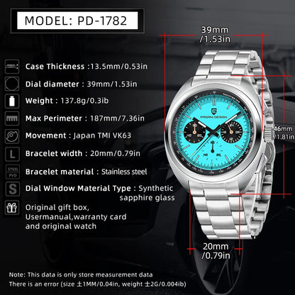 Men’s Racing Chronograph Watch Quartz Stainless Steel