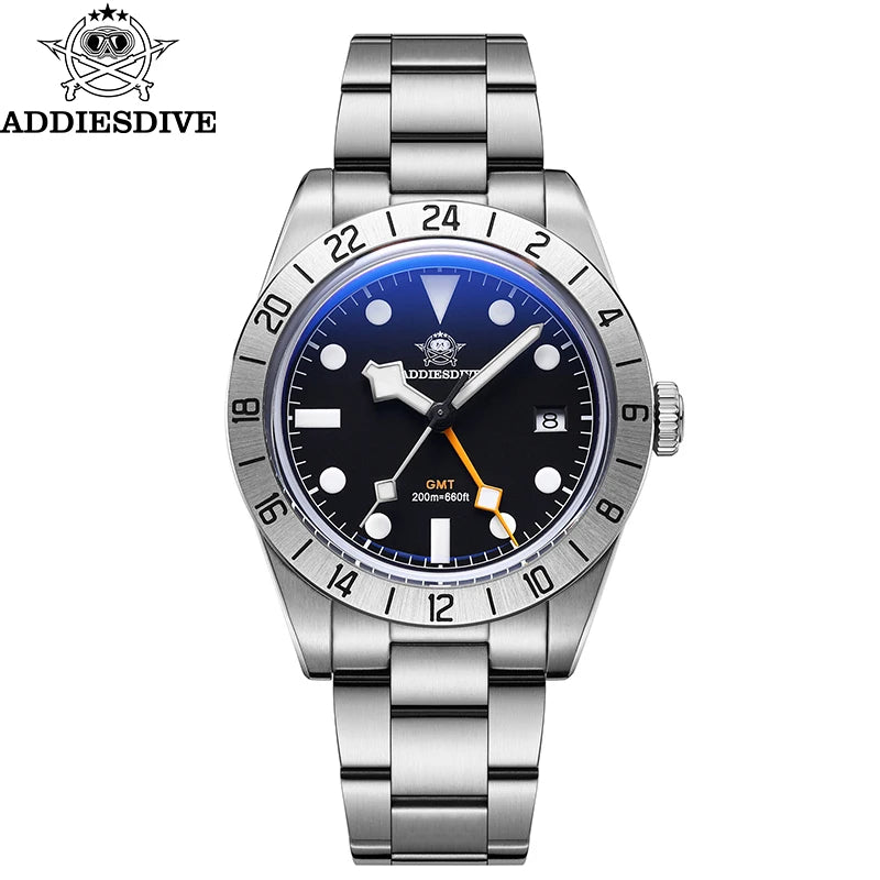 39mm GMT Dive Watch Quartz 200 m Luminous Steel