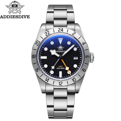 39mm GMT Dive Watch Quartz 200 m Luminous Steel