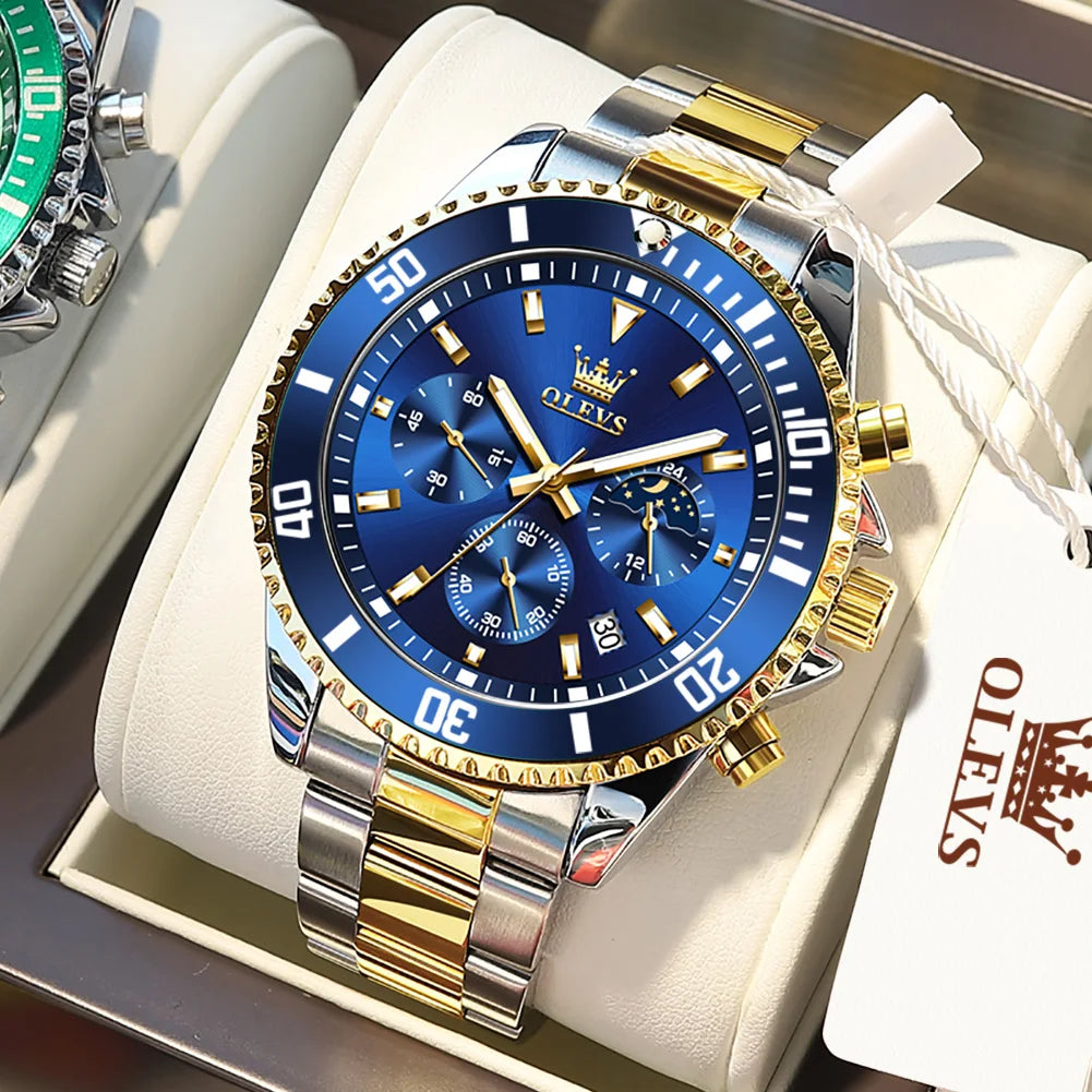 Men's Luxury Chronograph Watch With Moon Phase