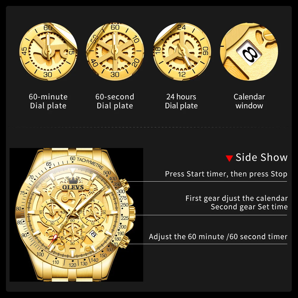 Men’s Luxury Quartz Watch With Chronograph And Date