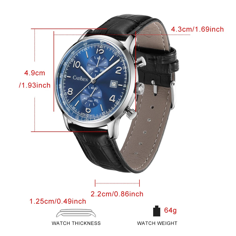 Men’s Chronograph Quartz Watch Sunburst Dial 5ATM