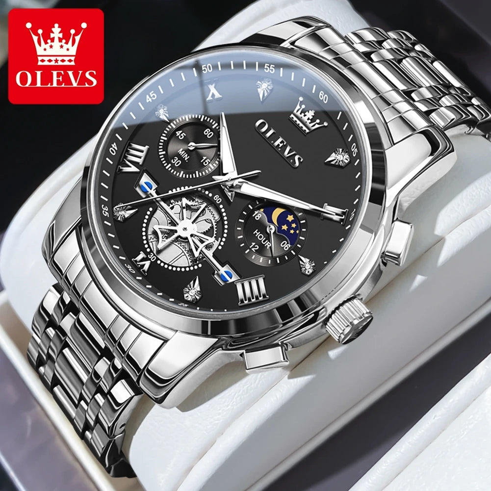Men’s Chronograph Dress Watch With Moon Phase Display