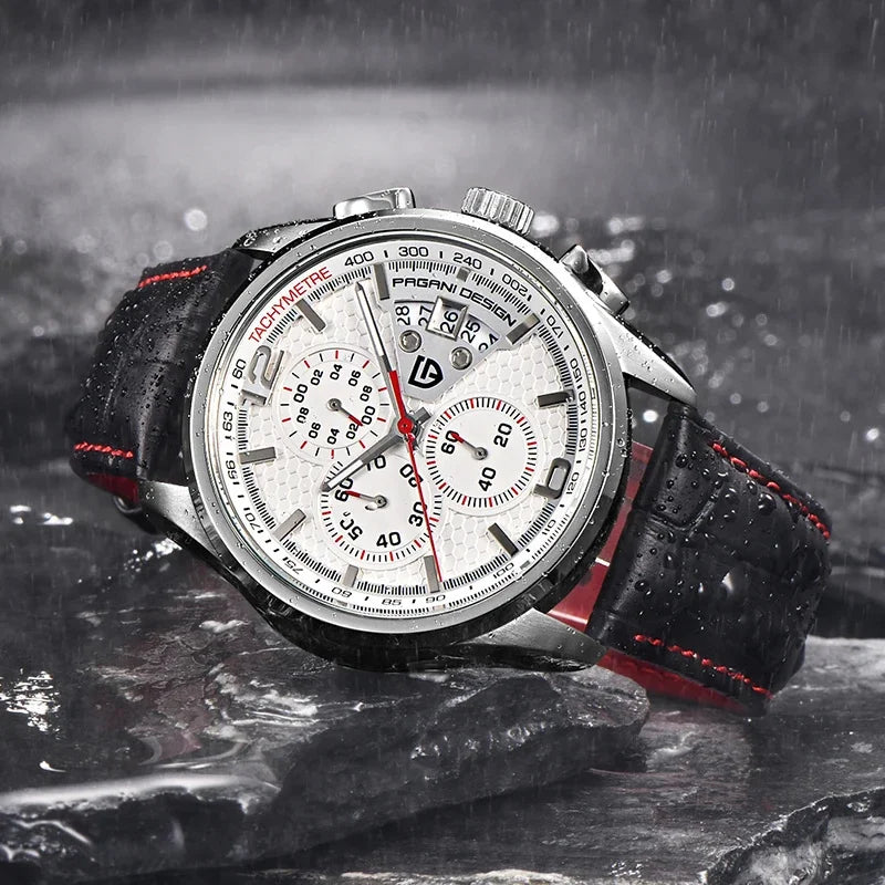 Men's Chronograph Sport Watch With Leather Strap