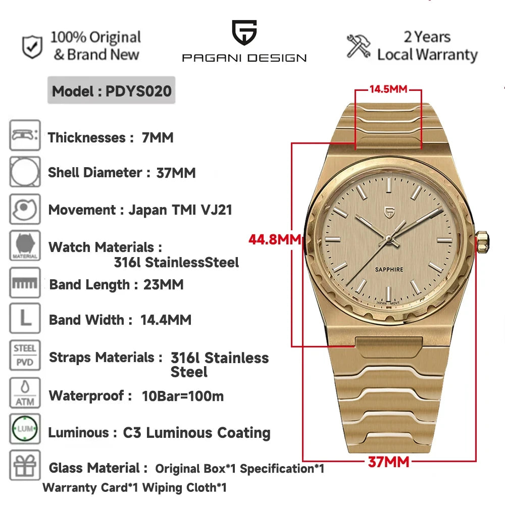 Men’s Ultra-Thin Quartz Watch 7 mm Sapphire Stainless Steel
