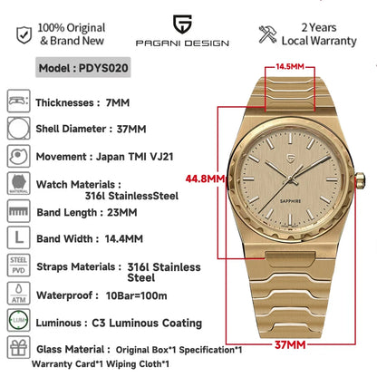 Men’s Ultra-Thin Quartz Watch 7 mm Sapphire Stainless Steel