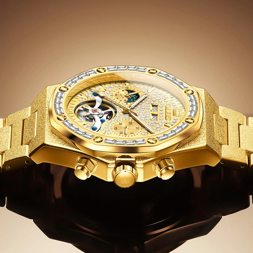 Men’s Automatic Skeleton Watch Stainless Steel Waterproof