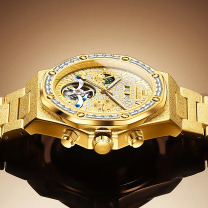 Men’s Automatic Skeleton Watch Stainless Steel Waterproof