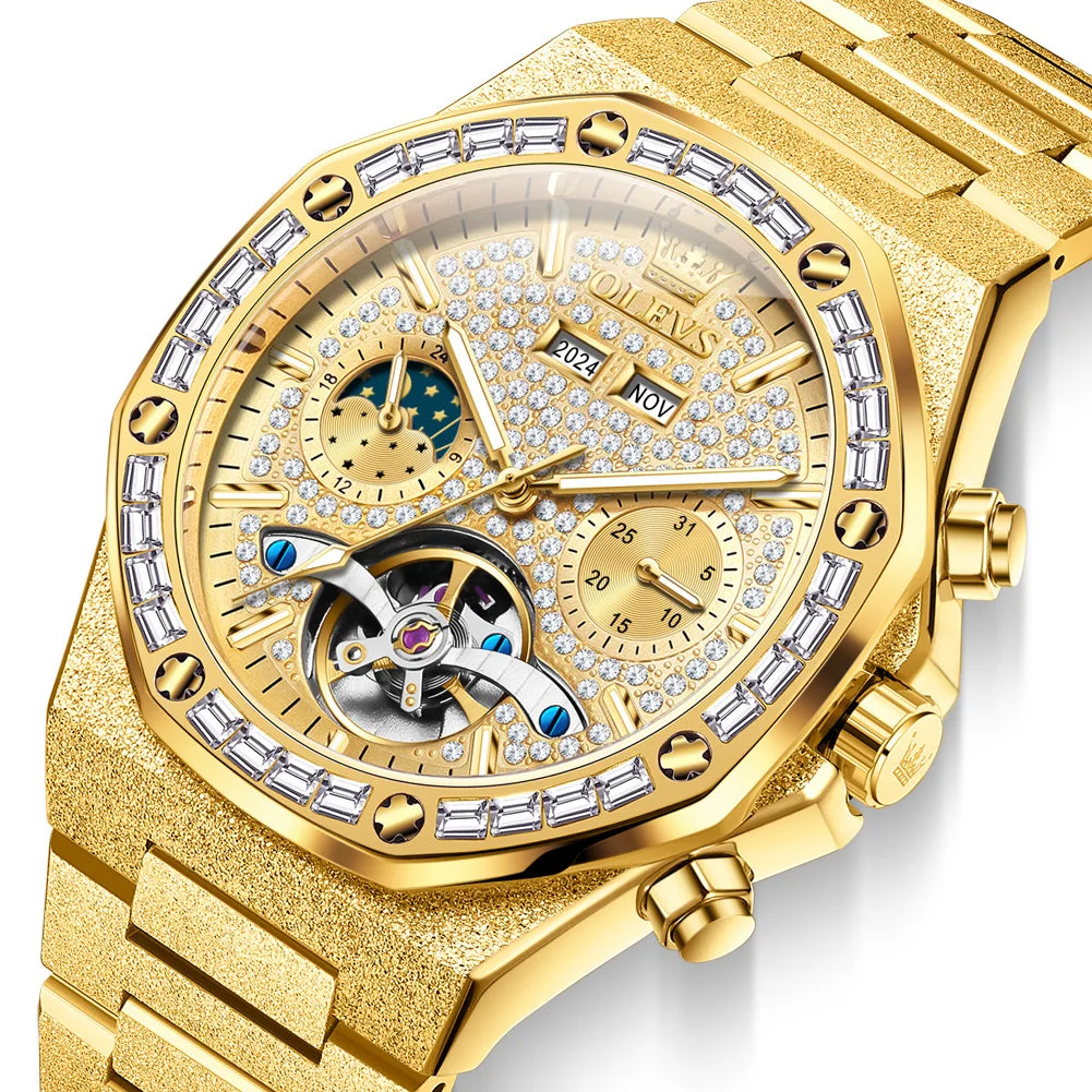 Men’s Automatic Skeleton Watch Stainless Steel Waterproof