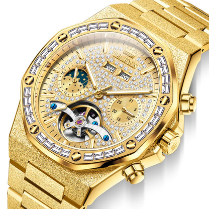 Men’s Automatic Skeleton Watch Stainless Steel Waterproof