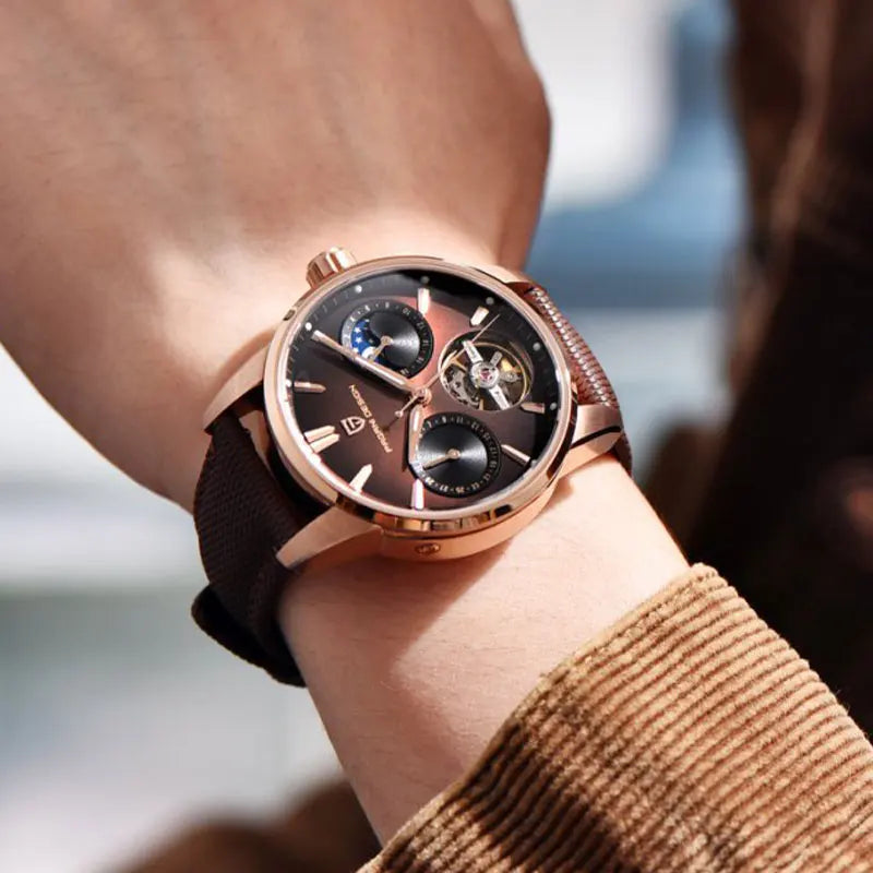 Men’s Tourbillon Automatic Watch Sapphire Crystal Leather