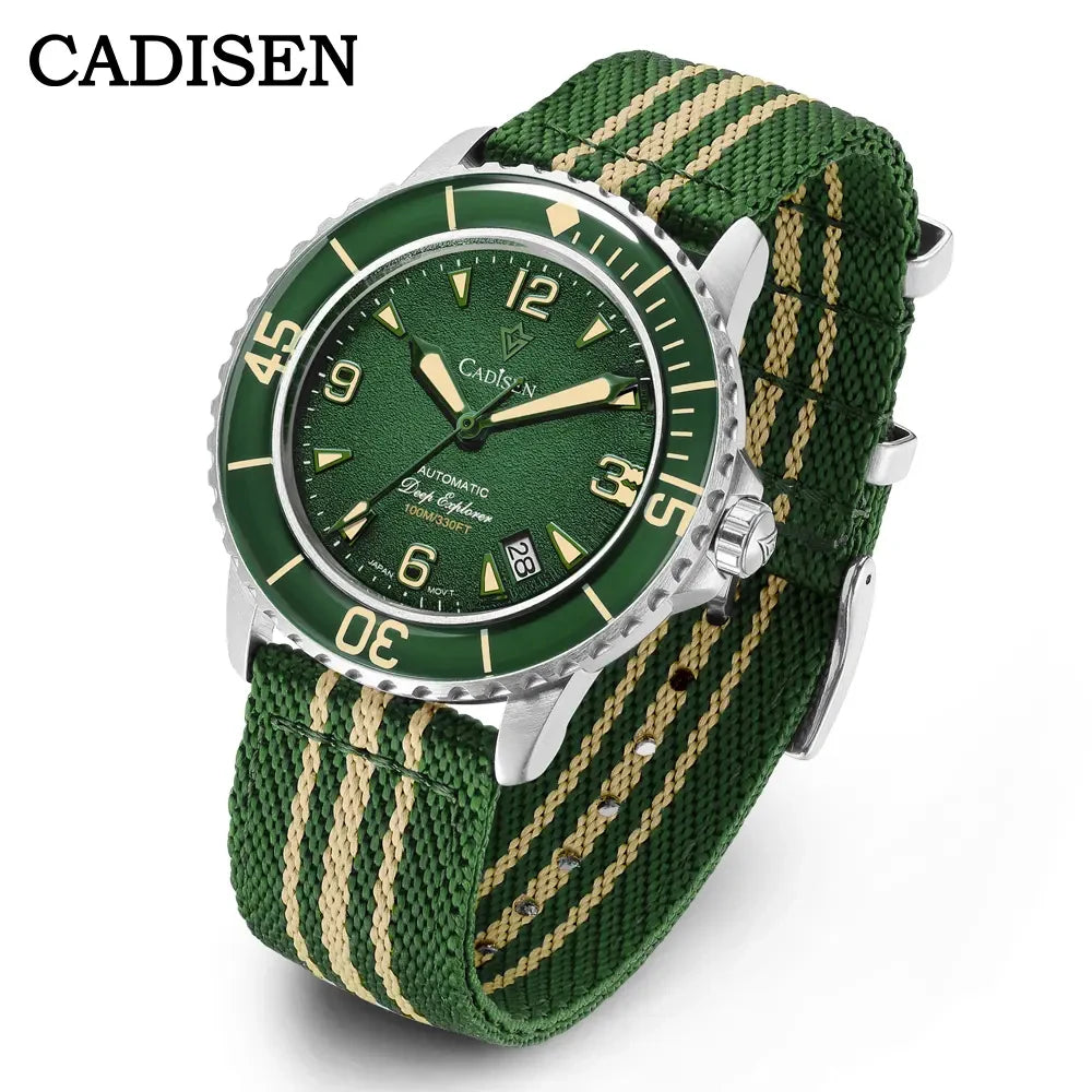 Automatic Diver Watch with Canvas Strap – 10Bar, Luminous