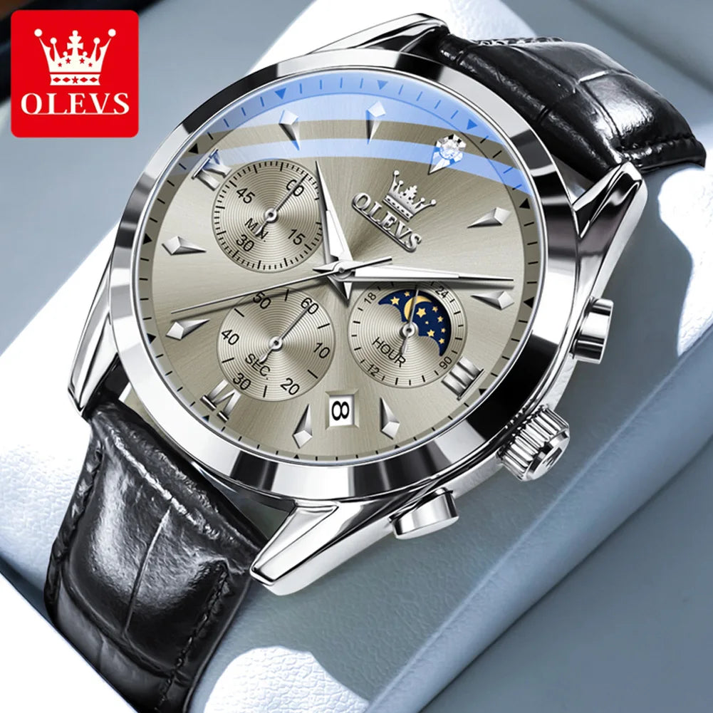 Men’s Chronograph Dress Watch With Moon Phase Display