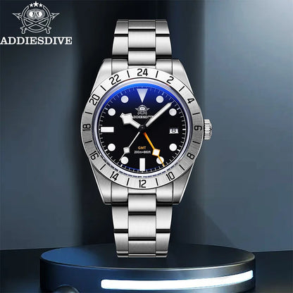 39mm GMT Dive Watch Quartz 200 m Luminous Steel
