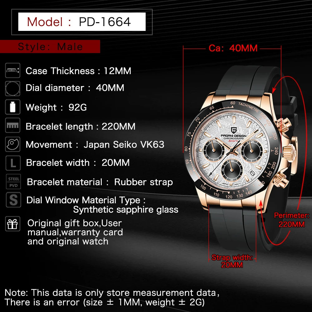 Men’s Meteorite Dial Chronograph Watch Sapphire Crystal