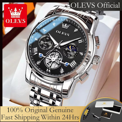 Men's Luxury Chronograph Watch With Moon Phase Display