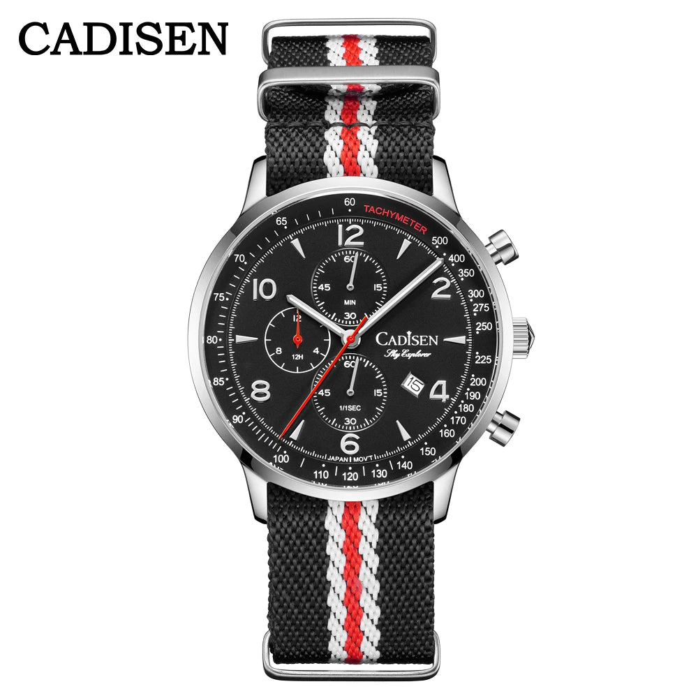 Men's Canvas Strap Chronograph Watch, 5ATM Waterproof
