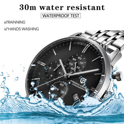 Men's Chronograph Quartz Watch With Stainless Steel Band