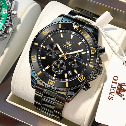 Men's Luxury Chronograph Watch With Moon Phase