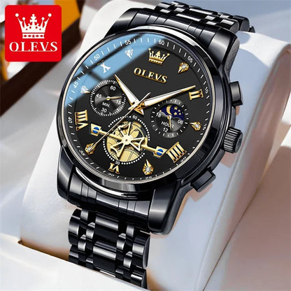 Men's Luxury Chronograph Watch With Moon Phase Display