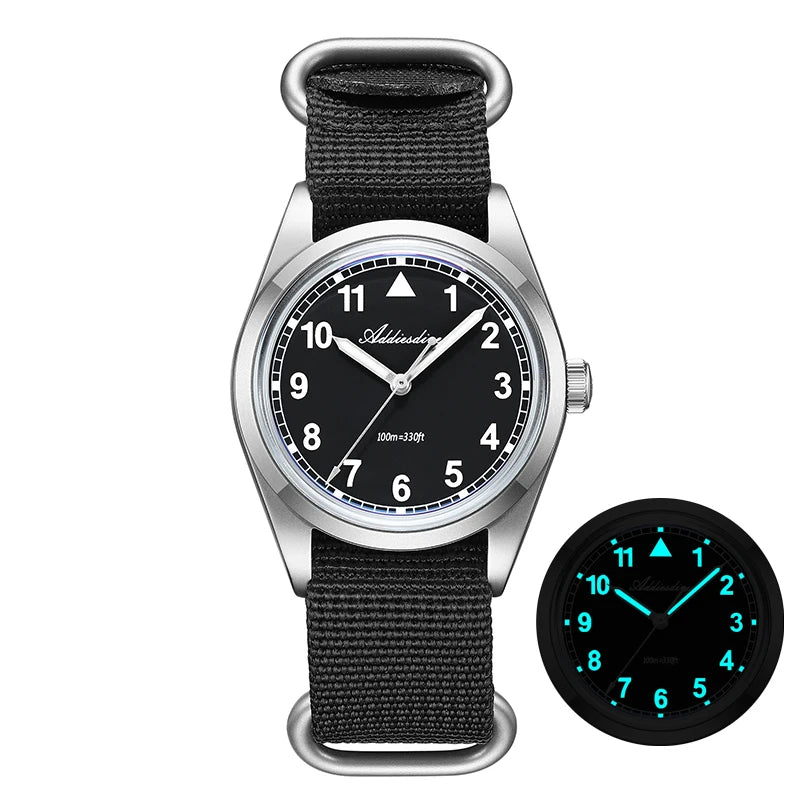 36mm Men's Quartz Dive Watch Bubble Crystal 100m Luminous