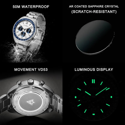 Men’s Quartz Chronograph Watch Sapphire Crystal 5ATM
