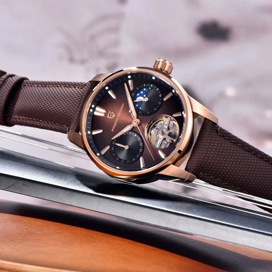 Men’s Tourbillon Automatic Watch Sapphire Crystal Leather