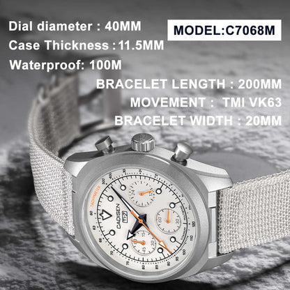 Luxury Quartz Chronograph Watch – Sapphire Crystal, 10 Bar