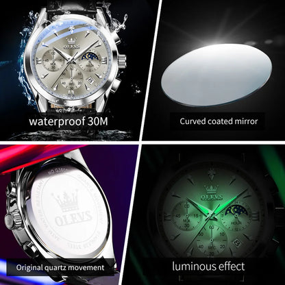Men’s Chronograph Dress Watch With Moon Phase Display