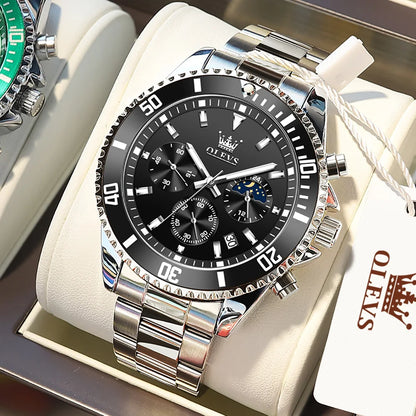 Men's Luxury Chronograph Watch With Moon Phase