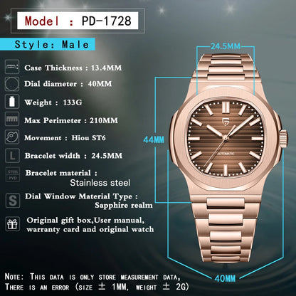 Men’s Luxury Mechanical Watch Stainless Steel Sapphire