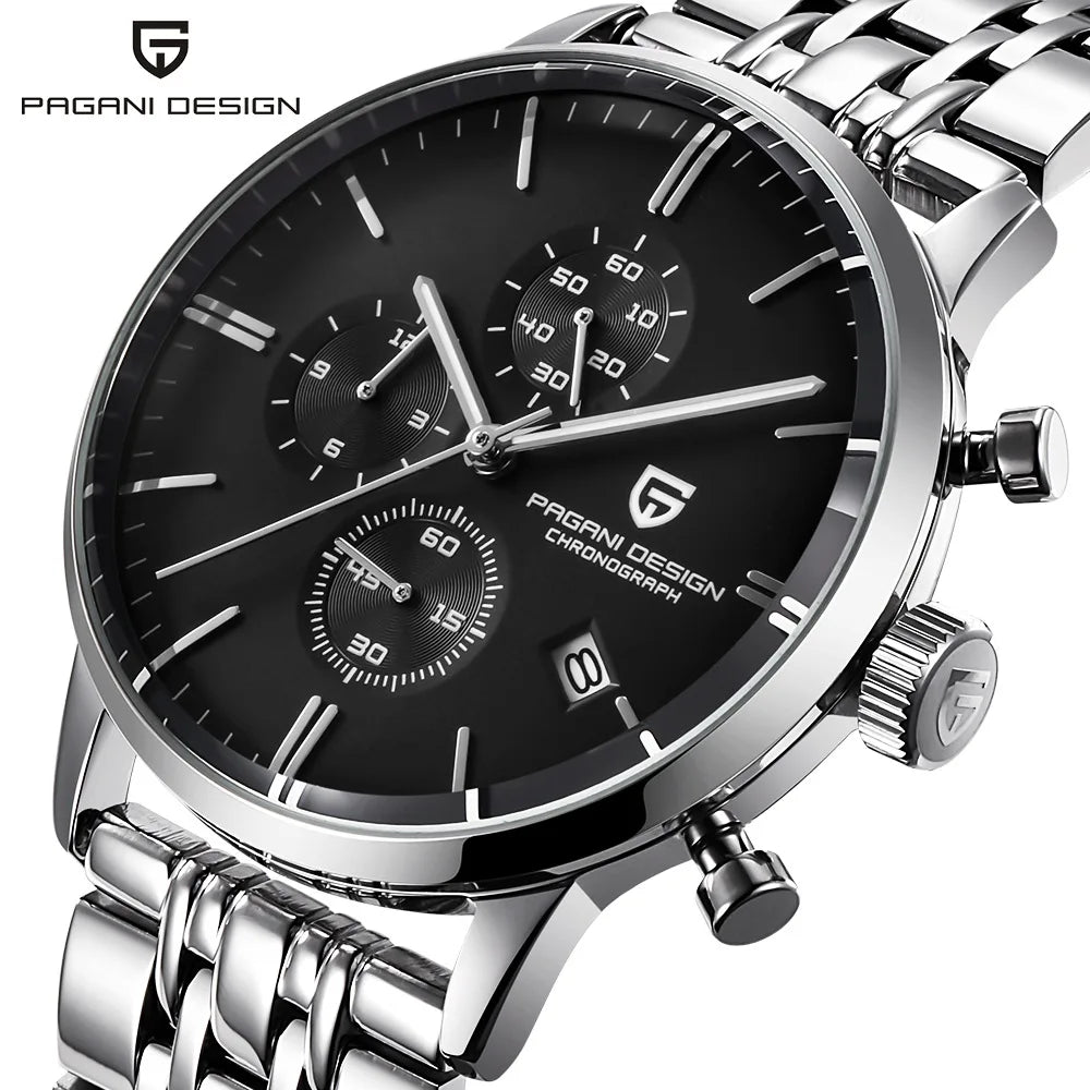 Men's Chronograph Quartz Watch With Stainless Steel Band