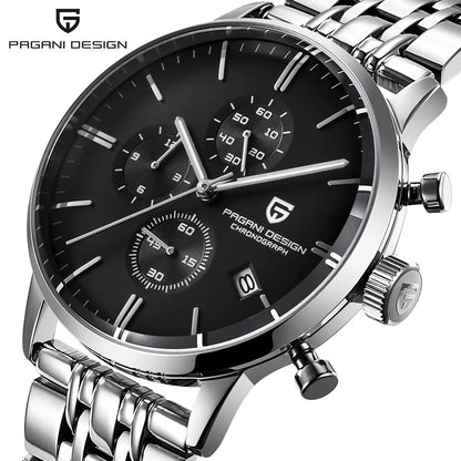 Men's Chronograph Quartz Watch With Stainless Steel Band