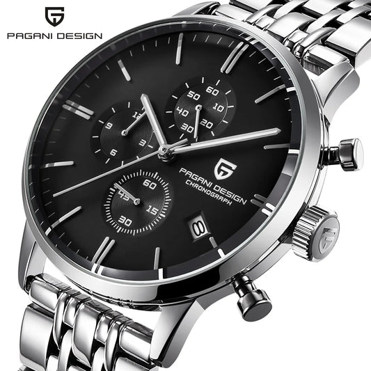 Men's Chronograph Quartz Watch With Stainless Steel Band