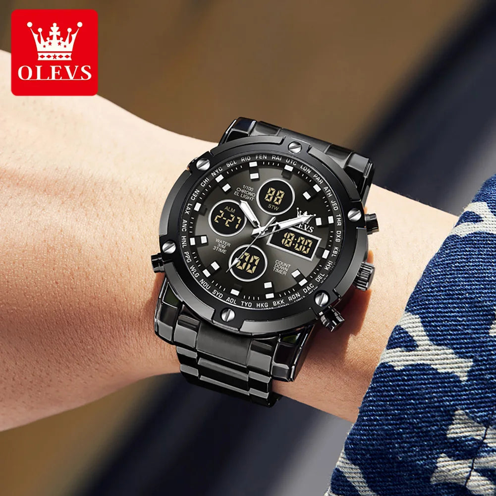 Men's Analog-Digital Stainless Steel Sports Watch