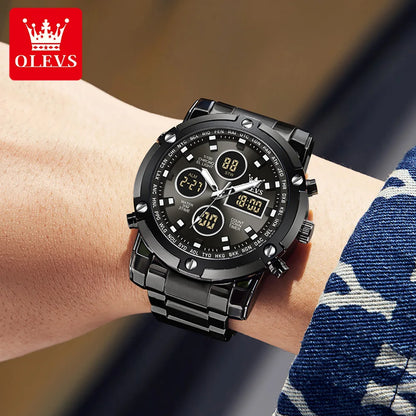 Men's Analog-Digital Stainless Steel Sports Watch
