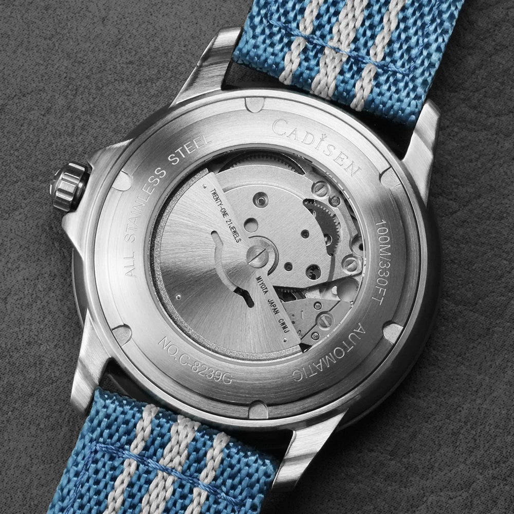 Automatic Diver Watch with Canvas Strap – 10Bar, Luminous
