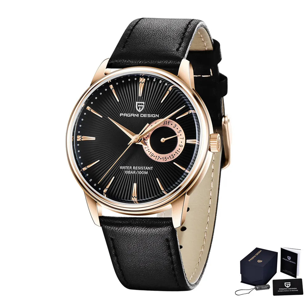 Men's Leather Quartz Watch – Waterproof Casual Design