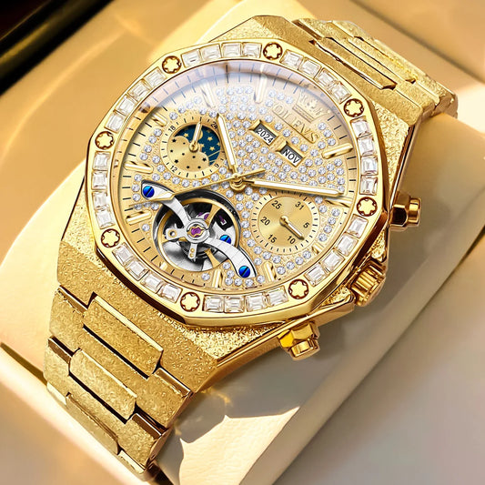 Men’s Automatic Skeleton Watch Stainless Steel Waterproof