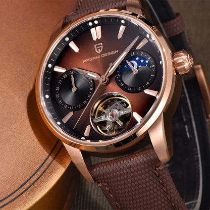Men’s Tourbillon Automatic Watch Sapphire Crystal Leather