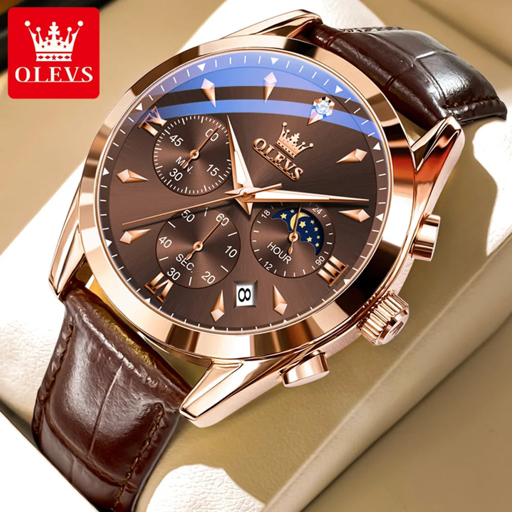 Men’s Chronograph Dress Watch With Moon Phase Display