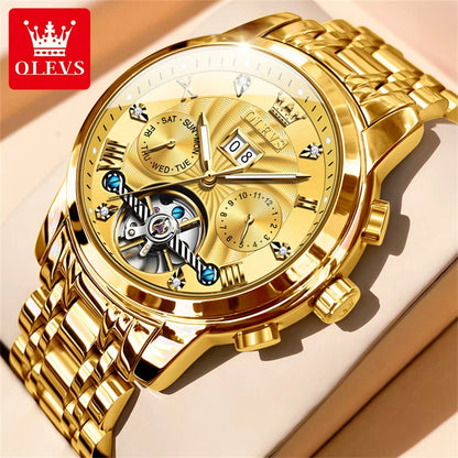 Men's Automatic Skeleton Watch With Tourbillon Display