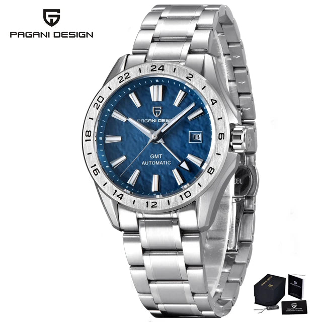 Men's GMT Automatic Watch Stainless Steel 100m Sapphire