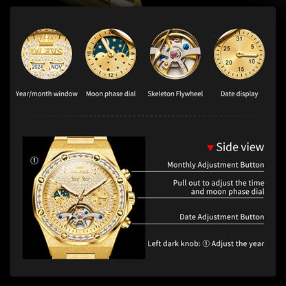 Men’s Automatic Skeleton Watch Stainless Steel Waterproof