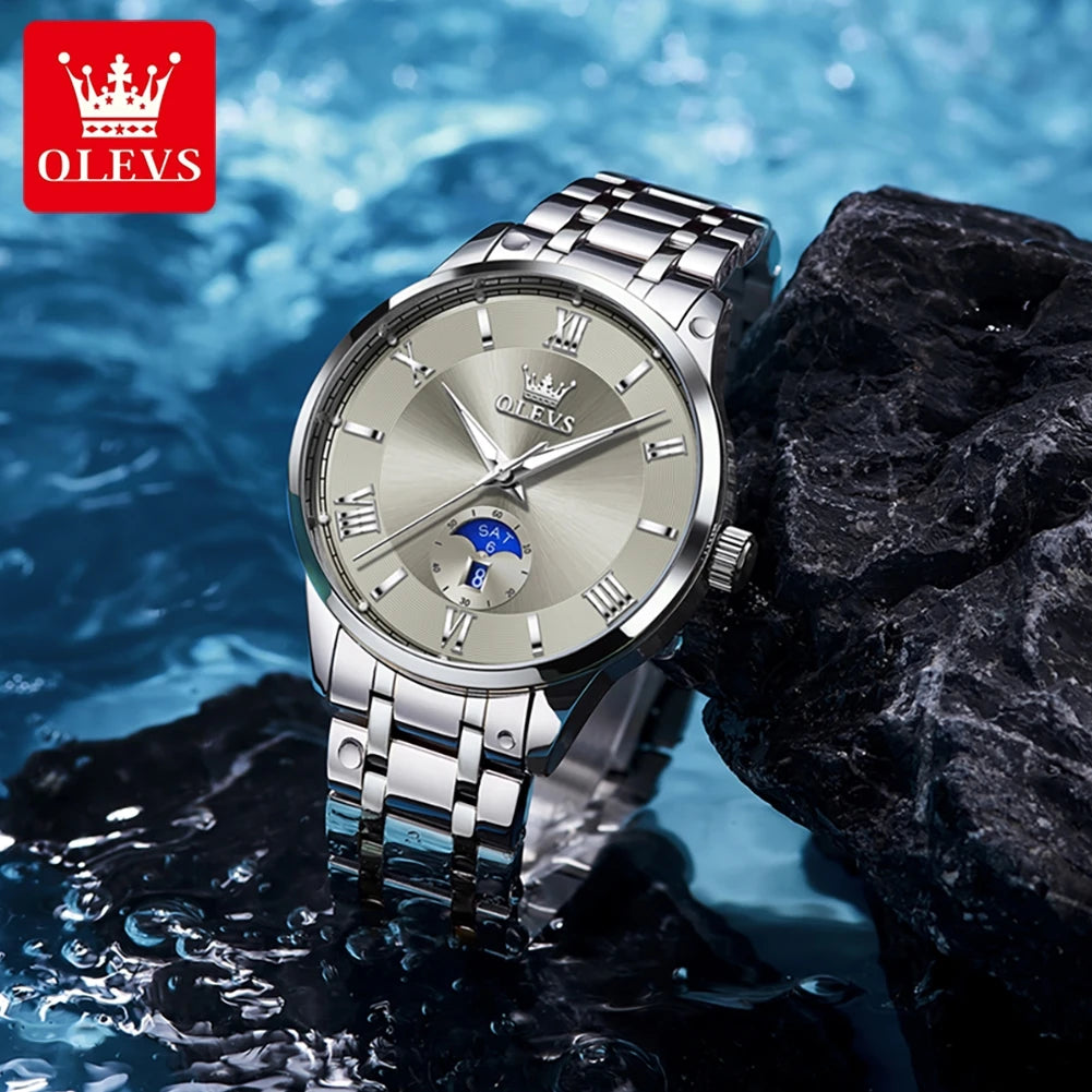 Men’s Stainless Steel Quartz Watch With Day-Date Dial