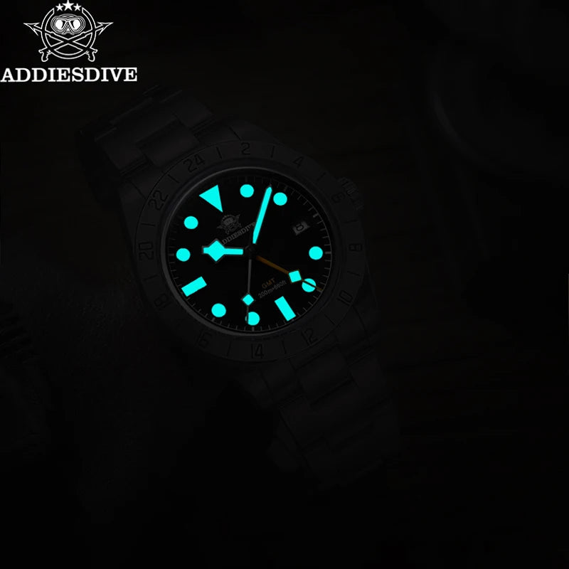39mm GMT Dive Watch Quartz 200 m Luminous Steel