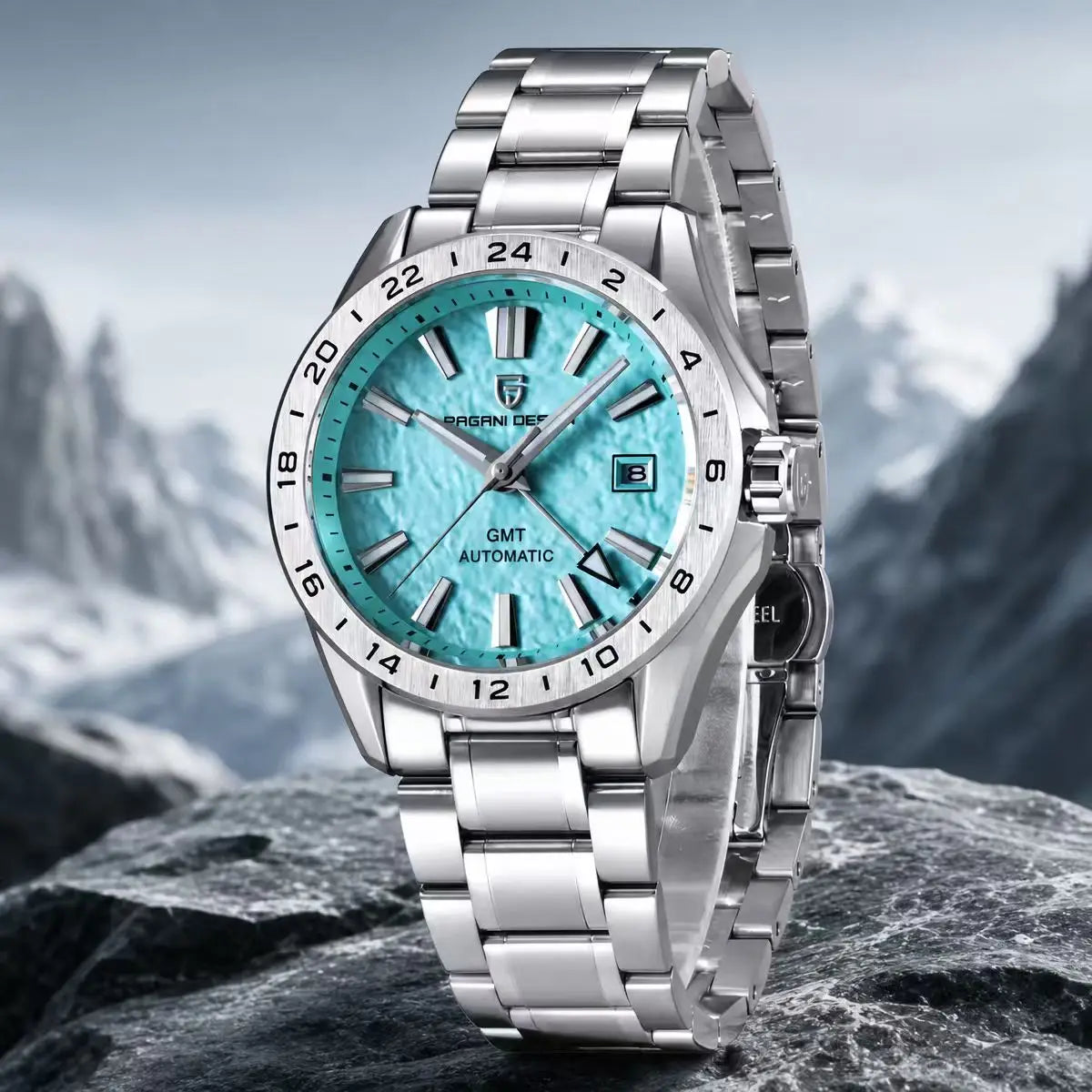 Men's GMT Automatic Watch Stainless Steel 100m Sapphire