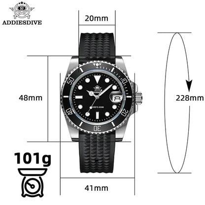 Men’s 200M Dive Quartz Watch Stainless Steel 41mm