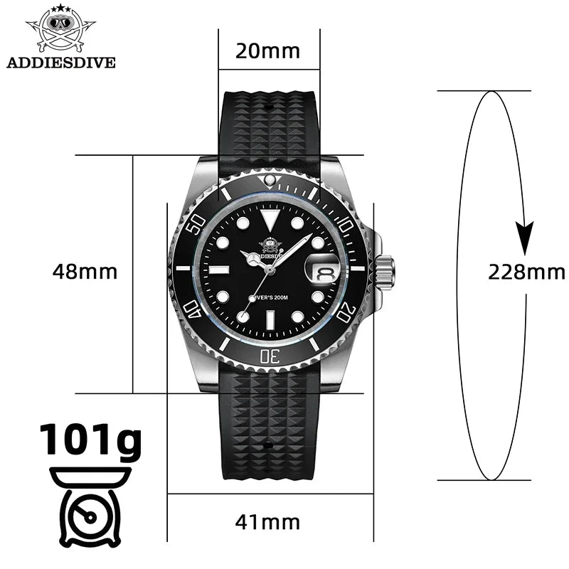 Men’s 200M Dive Quartz Watch Stainless Steel 41mm