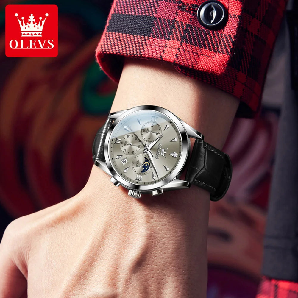 Men’s Chronograph Dress Watch With Moon Phase Display